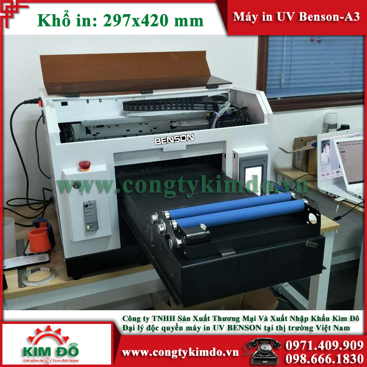 Máy in UV Benson A3TR in tròn